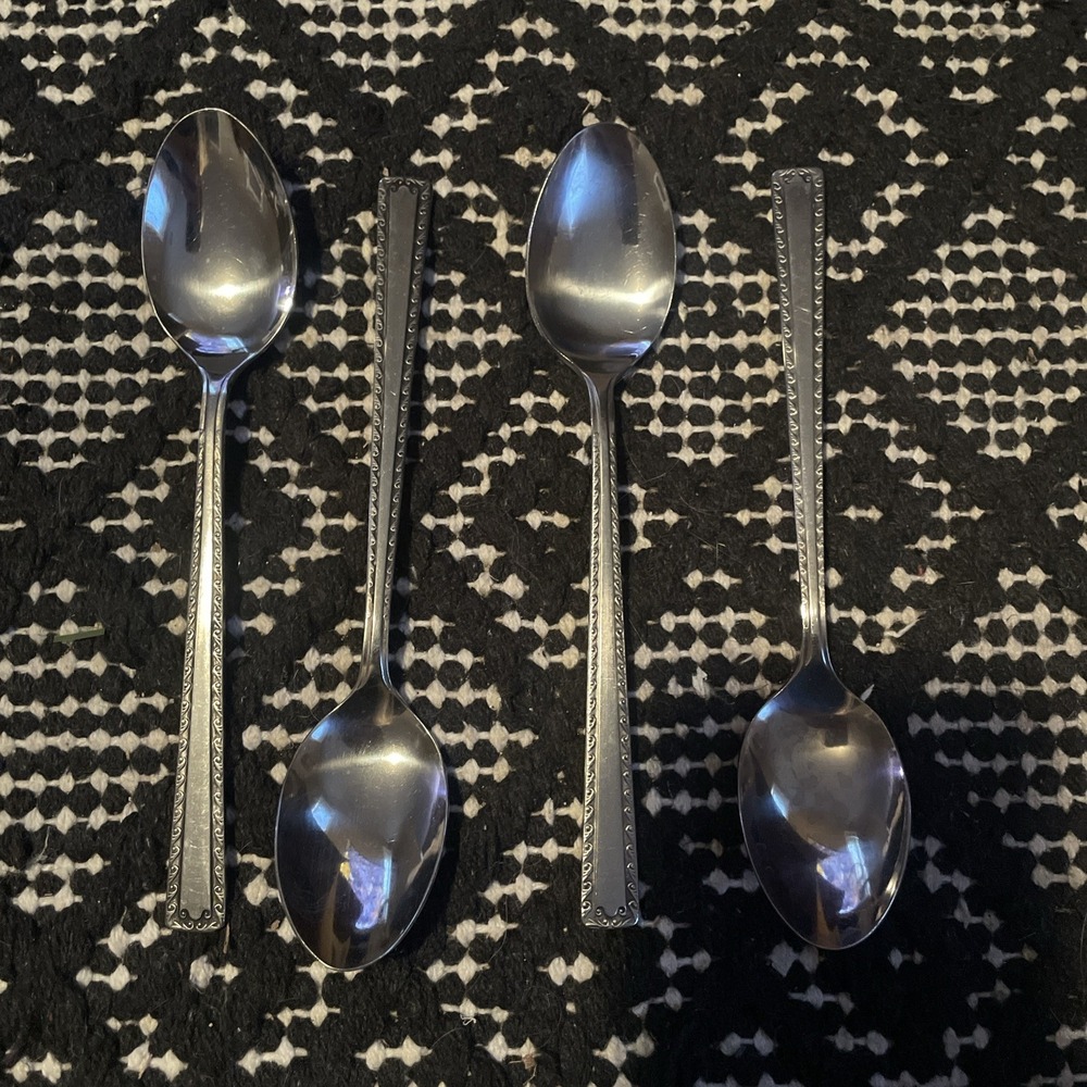 Mid Century Watertown Scroll Side‎ 4 Teaspoons Stainless Japan Flatware